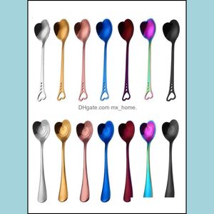 Colorf Ice Cream Spoon Love Heart Shaped Coffee Tea Stir Spoons For Party Wedding Supplies Kitchen Accessories Drop Delivery 2021 Flatvaror K