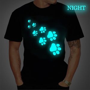 Summer Luminous Dog Paw Print Tshirt Men Men Kobiet mody T Shirt krótkie rękaw HARAJUKU HIP HOP Cute Hip Hop Tshirt Homme 220608