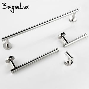 Chrome Stainless Steel Round Wall Mounted Hand Towel Bar Toilet Paper Holder Robe Towel Hooks Bathroom Accessories Kit T200425