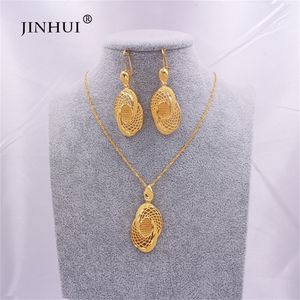 Jewelry sets African gold color for women bridal Indian Ethiopia Dubai necklace earrings set wedding jewellery wife gifts set 201222