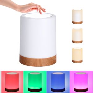Touching Control Bedside night Light USB Rechargeable Dimmable Table Lamp Warm White RGB Color Changing Light Living Room