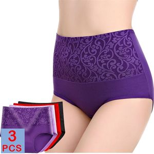 3PcsLot Cotton Panties Plus Size Womens Underwear High Waist Abdominal Briefs Female Postpartum recovery Panties For Women 220621