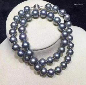 Chains Elegant 9-10 Mm Round Silver Grey Pearl Necklace 18inch 36"Chains