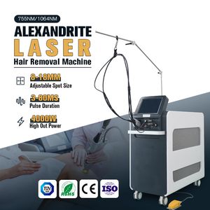 Professionell dubbel våglängd Alexandrit 755NM 1064NM LASER Hårborttagning ND YAG LASER TILL SALU POWER 4000W Täck hela kroppen och ansiktsbehandling