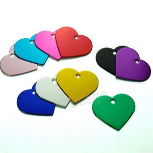 Heart Shape Anti-lost Dog Tag Pet Dogs Metal Blank Tags Aluminium Double Sided No Chain ID Card Pets Engraved Blank Label BH6503 TYJ