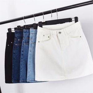 Zoki High Waist Women Denim Skirt Sexy Fashion Summer Korean Girls Jeans Mini Skirt Plus Size Cotton Ladies Short Skirt 210331