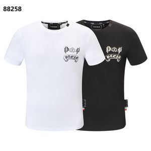 メンズTシャツラウンドネックSS石ゴシックプレインラインストーンスカルメンズTシャツクラシック高品質ヒップホップストリートウェアTシャツカジュアルトップティーPB 16633