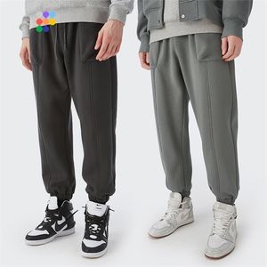 ENFLASYON Kalın Polar Eşofman Altı Unisex Gri Joggers Pantolon Kış Sıcak Rahat Erkekler Düz Gevşek Eşofman Altı Çift Spor Giyim 220325