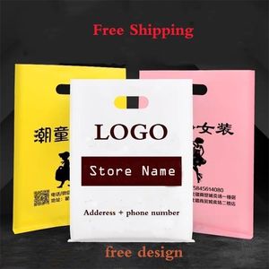 500pcslot Plastic Printing for Shopping Party Gift Packaging Tote Bags Impresso personalizado 220704