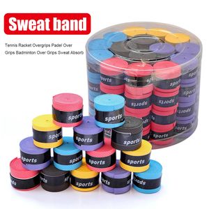 60st / lot Tennisracket Overgrips Badminton Sport Fiskestänger över grepp Sweat Absorb Handel Wraps Tapes SweatBand