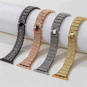 Premium Bling Diamond Wrist Strap Armband för Apple Watch Series 7 6 5 4 3 2 Se Alloy Link Band Iwatch 40mm 41mm 45mm