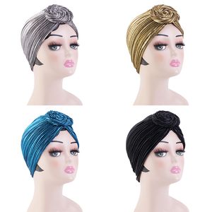 Новые женские металлические эластичные пунтр винтаж Shiny Hijabs Head Wrap Beanie Hat мусульманская бандана Bonnet Headwear аксессуары для волос