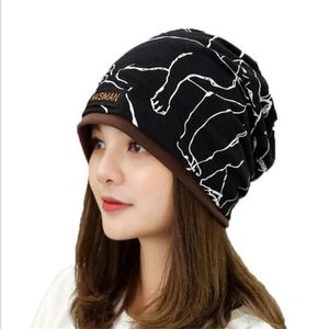 Beanie/Kafatası Kapakları Kadın Pamuk Sıcak Toe Cap Moda Baskı Please Hat Kadın Kış Kıvırcık Türban Hatbeanie/Kafatası