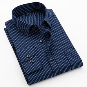 Erkekler sıradan gömlekler artı büyük boy s-5xl ince fit erkek iş uzun kollu gömlek klasik çizgili erkek sosyal elbise gömlekleri