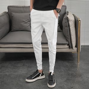 Korean Summer Pants Men Fashion Design Slim Fit Harem Ankle Length Solid All Match Hip Hop Joggers Trousers 220524