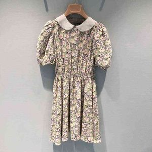 floral dress doll neck Short Sleeve Chiffon printed skirt sweet and fresh short summer