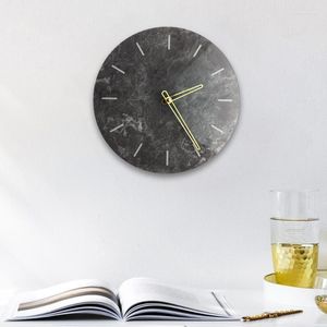 Wall Clocks Nordic Design Marble Black Clock Creative Modern Minimalist Bedroom Art Personality Living Room Watch