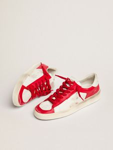 Sole Kirli Ayakkabı Tasarımcısı Lüks İtalyan Vintage El Yapımı Stardan Kırmızı ve Beyaz Deri Spor Ayakkabı-15