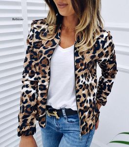 Women's Jackets Women's Leopard Print Zip-Up Jacket Autumn Retro Coat Winter Basic Long Sleeve Short Motorcycle Biker JacketsWomen's