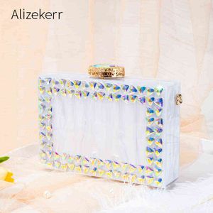 Bolsa de noite sacos de embreagem de cristal acrílico para mulheres 2022 elegante colorido brilhante shinestone vestido de noiva bolsa de alta qualidade saco 20220607