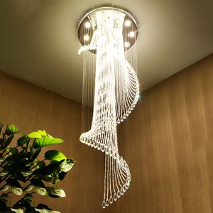 Modern Pendant Crystal Lights Ceiling Hanging LED Lamps Metal Fixtures for Indoor Staircase Lobby Villa Living Room Loft Decor
