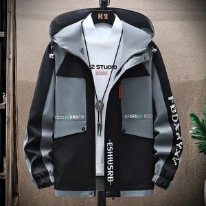 メンズジャケットスプリングメンズユース韓国ファッションカジュアルコートプラスサイズM-4XLオス2022秋の薄いトップ服ウィンドブレイカードロップマン