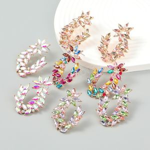 Spring Metal Rhinestone Geometric Earrings Party Statement Dangle Earrings Women's Charm Jewelry