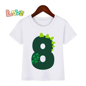 Baby Kids Dinosaur Birthday Print T shirt T Shirt Dzieci Dino Number T shirts Boy Amp Girl