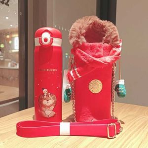 スターバックス2021クリスマスシェフの暖かいベルベットリトルライオンサーモスカップレッドカップカバーに付随するコーヒー飲料カップ