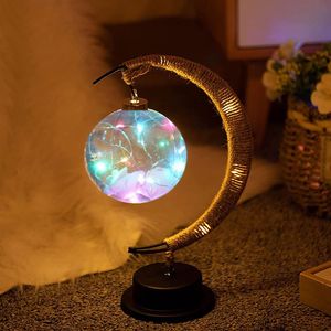 Night Lights Moon R LED Lamp & Stand Romantic Soft Vintage Christmas Gifts Fairy String Handmade Rope LampNightNightNight