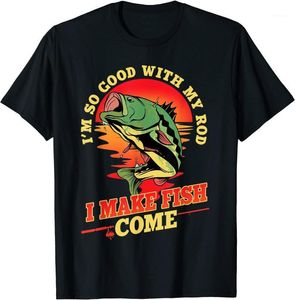Koszulki męskie tak dobre z moim prętem I Robić Fish Come Funny Vintage Wędkarstwo Mężczyźni Koszulka Krótki Casual O Neck Odzież