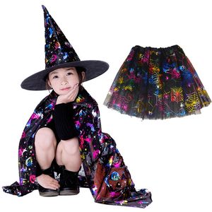 S￤rskilda tillf￤llen Masquerade Costume Wizard Witch Cloak Cape Robe With Hat For Show Spel S Magic Wands Baby Children Halloween 220826