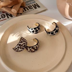 Hoop Huggie Origin Summer Vintage Leopard Black Brown C Shape Earring For Women Gold Color Metallic Jewellery Pendienteshoop