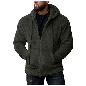 Punk Style Solid Color Men Sweater Hoodie Zip Fleece Vest Hooded Winter Warm Outfit Casual Pocket Jacket Vest Zipper G3 L220730