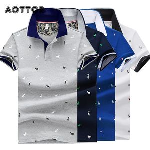 Erkeklerin üstleri yaz pamuklu baskılı polo gömlek markaları kısa kollu camisas stant yaka erkek golf gömleği nefes alabilen iş gömlek 210308