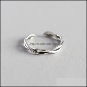 Band Rings Jewelry Authentic 925 Sterling Sier Open Ring For Women Two Twist Rope Adjustable Finger Retro Fine Gift Ymr244 Drop Delivery 202