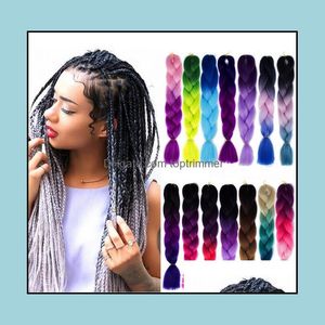 Crochet Braids Kanekalon Synthetic Hair 24 Inch Jumbo Braiding 100G/Pack Blonde Grey Twists Extensions Drop Delivery 2021 Accessories Baby