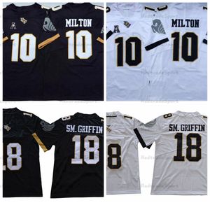 MI08 NCAA UCF Knights College Football Maglie #10 McKenzie Milton Jersey #18 Shaquem Griffin University Shirts Black White S-XXL