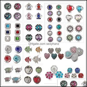 Clasps Hooks Jewelry Findings Components Mixed Styles Snap Heart Moon Metal Buttons Fit 18Mm Button Br Dh7J3