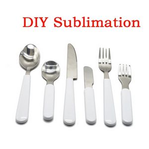 DIY sublimacja dzieci Aldult Cutlery ze stali nierdzewną zastawa stołowa w stylu stołowym w zachodnim stoliku biała pusta nóż widelec łyżka łyżka dhl dostawa