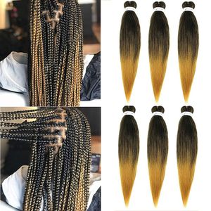 Wholesale yellow grey hair resale online - Lans Ombre Easy Braid Pre Stretched Braiding Hair inch two Tone Color Professional Hot Water Setting Synthetic Fiber Crochet Hair
