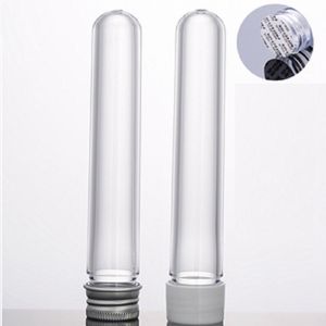 Packing Bottle Transparent Plastic Round Bottom Test Tube Bottle Aluminum White Screw Lid Empty Refillable Cosmetic Portable Packaging Container 25ml