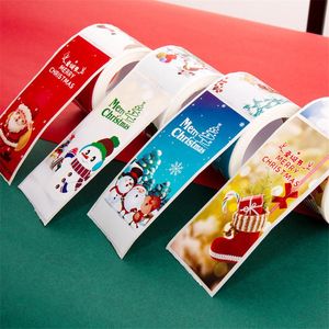 Presentförpackning 50-100 st rektangel Merry Christmas Stickers Santa Claus Snowman Lime Etiketter för korthöljeslådor SEAL STLICKERSGIFT