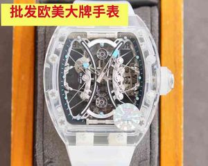 Luxury Mens Mechanical Watch RM053-02 Transparent Polo Tourbillon Swiss Movement Wristwatches