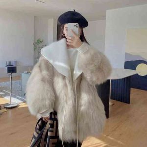 2022 Autumn Winter Women's New Faux Fur H Coats Kvinnlig långärmad lös utkläder damer Imitation päls varma jackor G166 T220810
