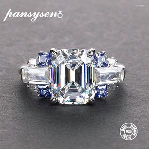 Cluster Rings PANSYSEN 5 Colors Exquisite Women's Wedding Engagement Moissanite Natural Stone 100% S925 Silver Jewelry Ring Size 5-12 Edwi22