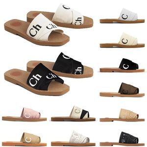 Högkvalitativa kvinnor Canvas tofflor Sommargummi Sandaler Beach Slide Fashion Scuffs Slipper Inomhus Skor Summer Womens storlek EUR 35-42 01