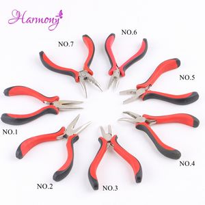 200pcs/lot Black Red Straight Curved Pliers With Teeth Hair Extensions Tools For Micro Ring Beads