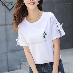 Women's T-Shirt Casual Summer Women Tops Plus Size Tshirt Loose Short Sleeve O-neck Ladies Shirt Embroidery Korean Fashion Chic Clothing 484