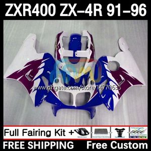 Fairings Kit For KAWASAKI NINJA ZX4R 400CC ZXR-400 1991 1992 1993 94 95 96 Body 12DH.88 ZXR 400 CC ZX-4R ZX 4R Cowling ZXR400 91 92 93 1994 1995 1996 Bodywork blue white